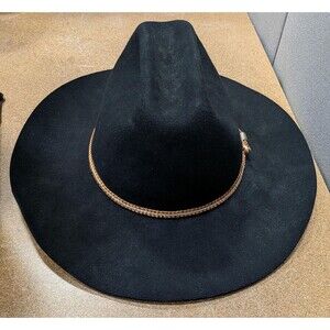 VTG 1980s Silver Spur Quarter Horse Black 100% Wool Felt Cowboy Hat - Size 7 3/8